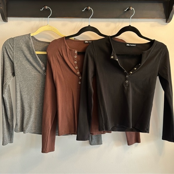 Zara Long Sleeve Snap Henley - Picture 4 of 4